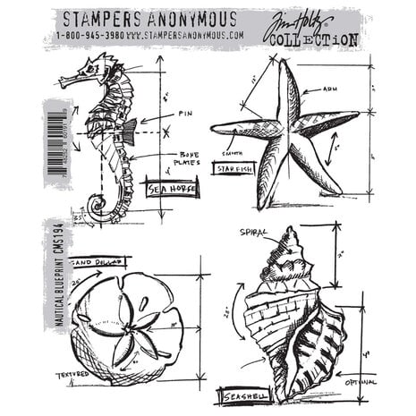 Stampers Anonymous Cling Stamps Nautical Blueprint (CMS194)