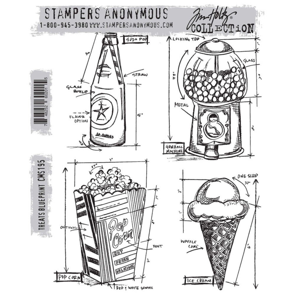 Stampers Anonymous Cling Stamps Treats Blueprint (CMS195)