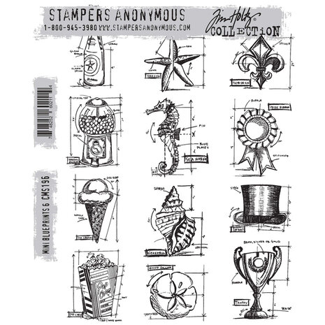 Stampers Anonymous Cling Stamps Mini Blueprints 6 (CMS196)