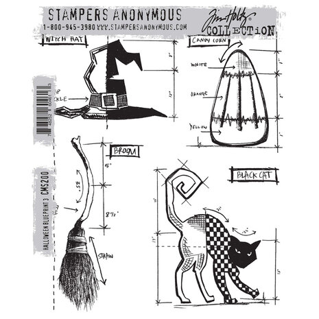 Stampers Anonymous Cling Stamps Halloween Blueprint 3 (CMS200)
