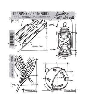 Stampers Anonymous Cling Stamps Christmas Blueprint 5 (CMS202)