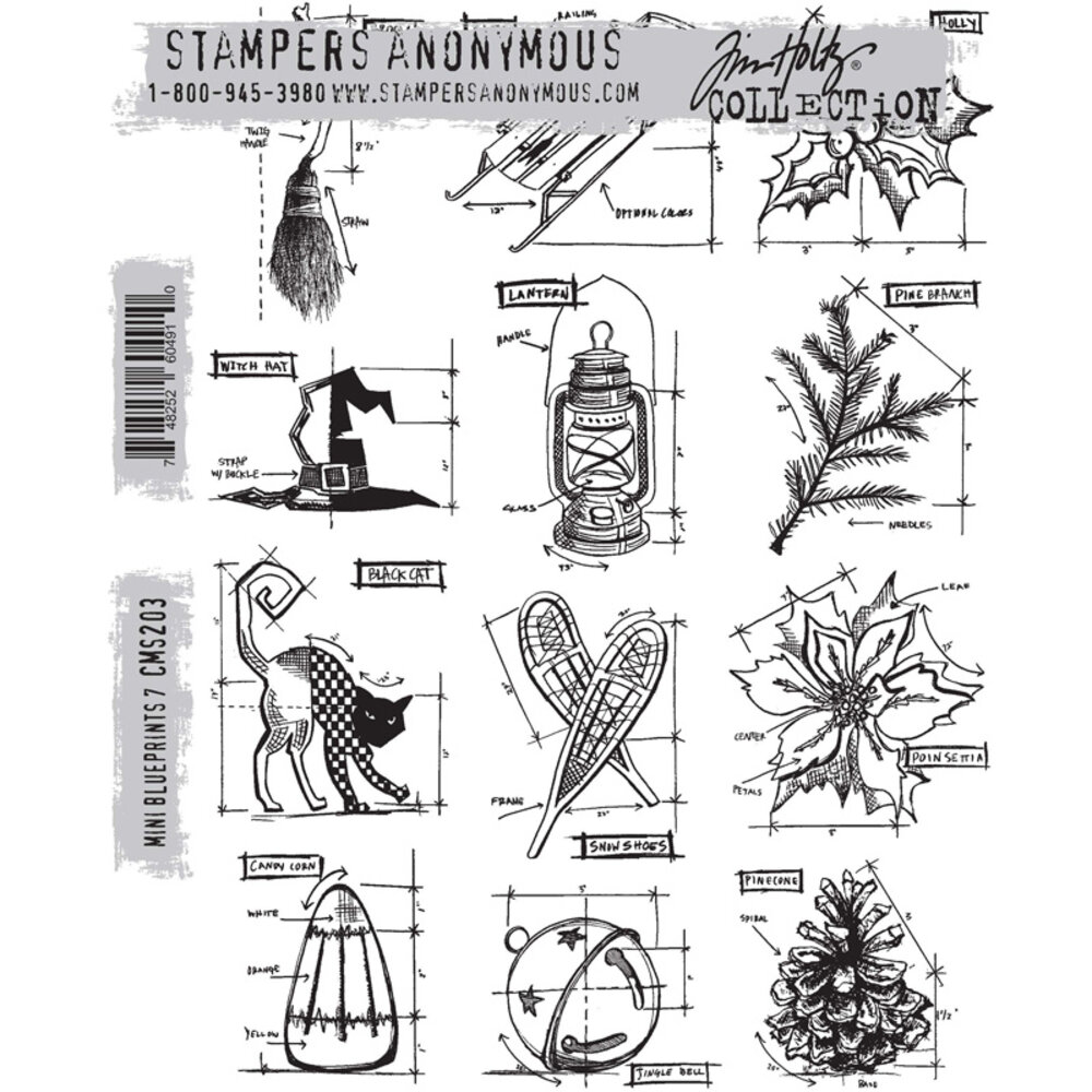 Stampers Anonymous Cling Stamps Mini Blueprints 7 (CMS203)
