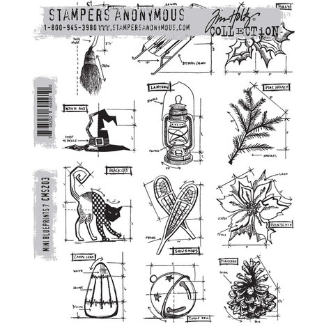 Stampers Anonymous Cling Stamps Mini Blueprints 7 (CMS203)