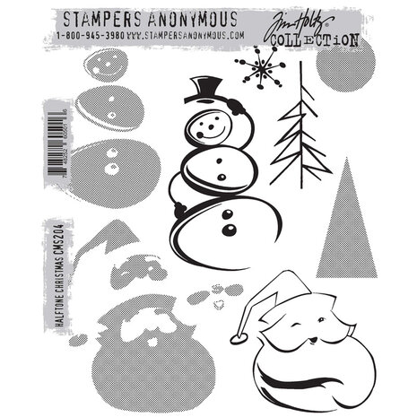 Stampers Anonymous Cling Stamps Halftone Christmas (CMS204)