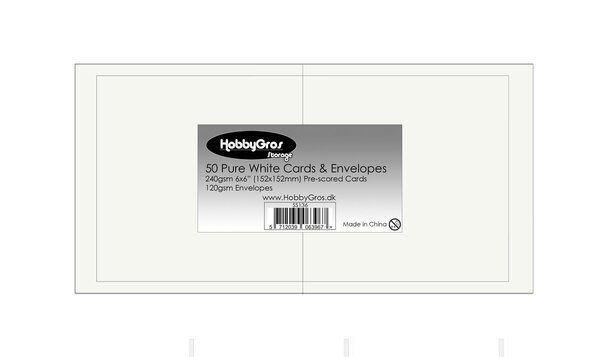 HobbyGross Storage Cards & Envelopes 6x6 Inch Pure White (SS136)