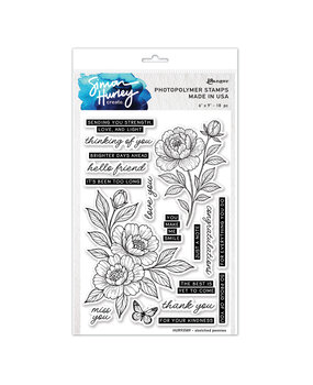 Simon Hurley Create Sketched Peonies Clear Stamps (HUR93589)
