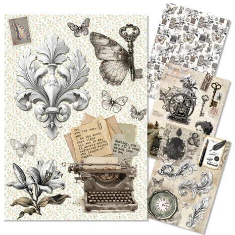 Ciao Bella Papercrafting Typographic A4 Mixed Rice Papers (CBRA011)