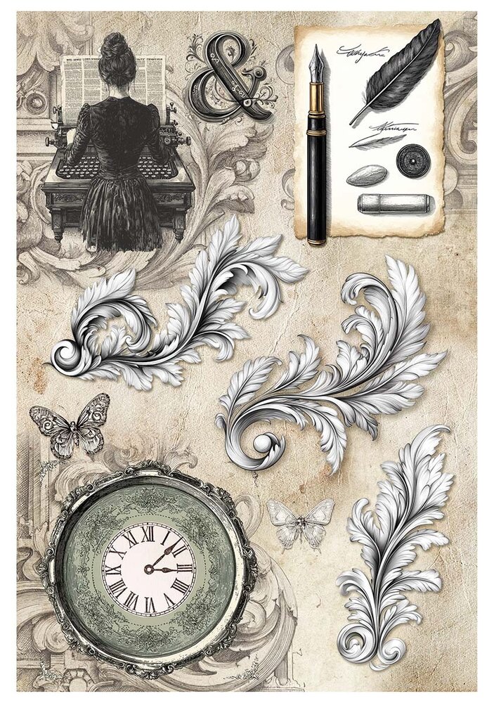 Ciao Bella Papercrafting Typographic A4 Mixed Rice Papers (CBRA011)