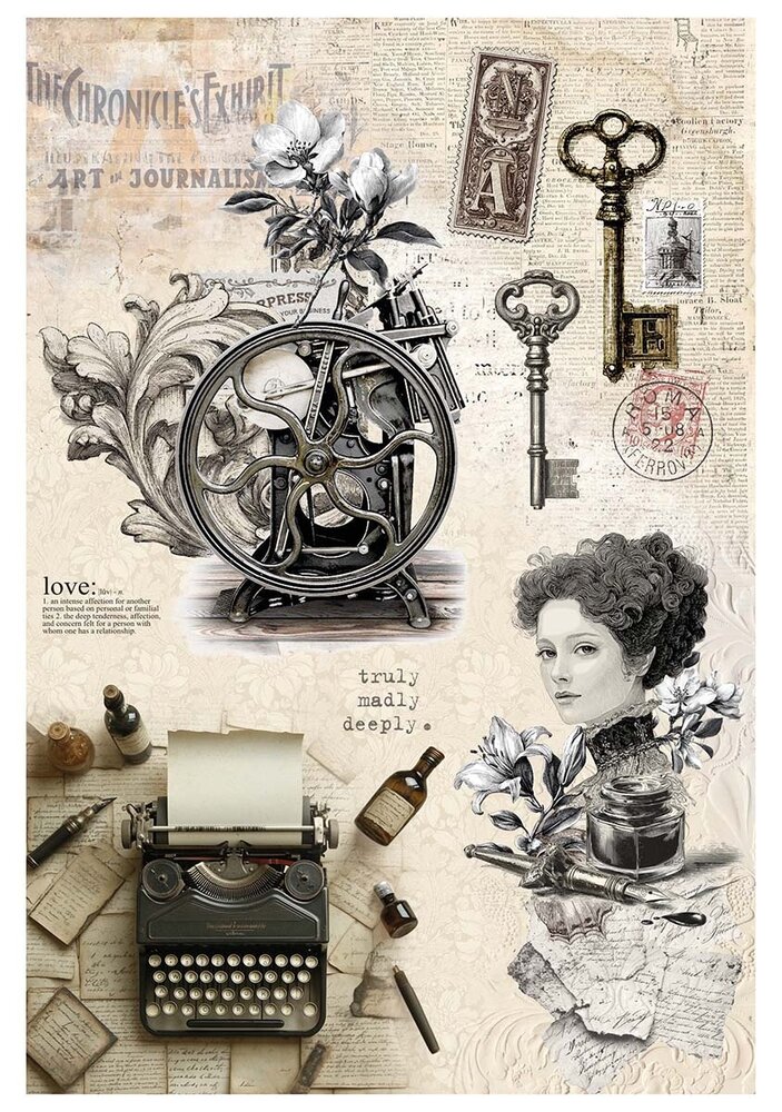 Ciao Bella Papercrafting PRE-ORDER Typographic A4 Mixed Rice Papers (CBRA011)