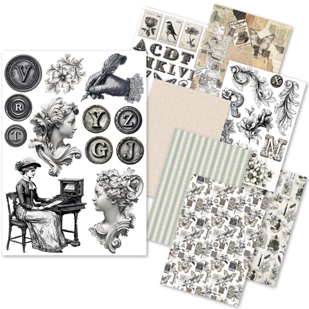 Ciao Bella Papercrafting Typographic A5 Mixed Rice Papers (CBRS037)