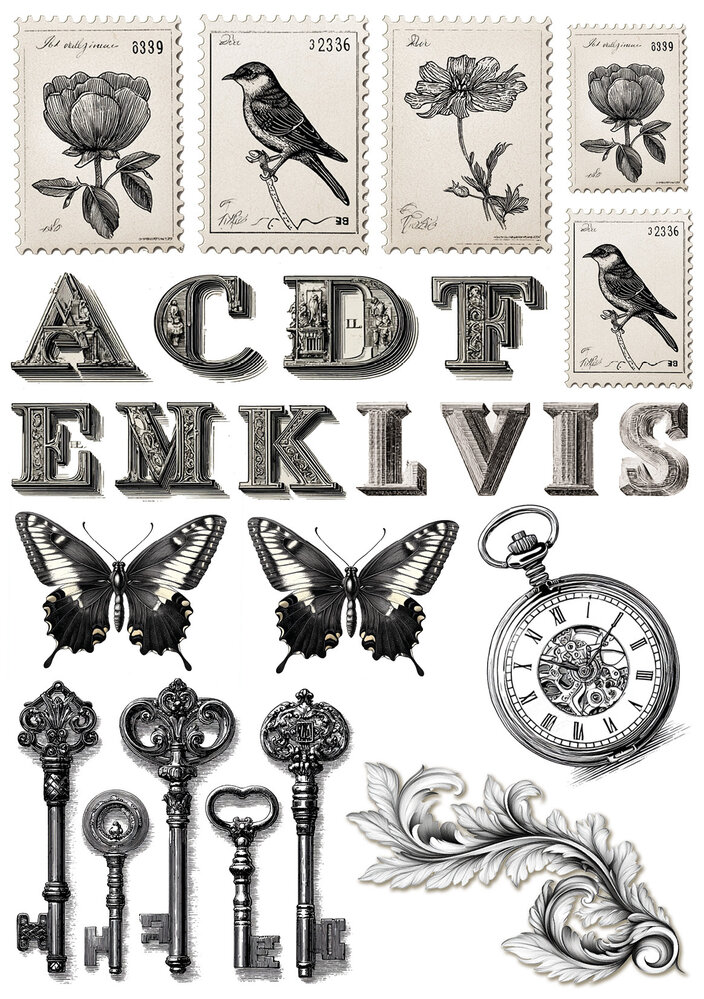 Ciao Bella Papercrafting PRE-ORDER Typographic A5 Mixed Rice Papers (CBRS037)