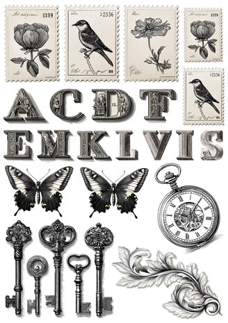 Ciao Bella Papercrafting PRE-ORDER Typographic A5 Mixed Rice Papers (CBRS037)