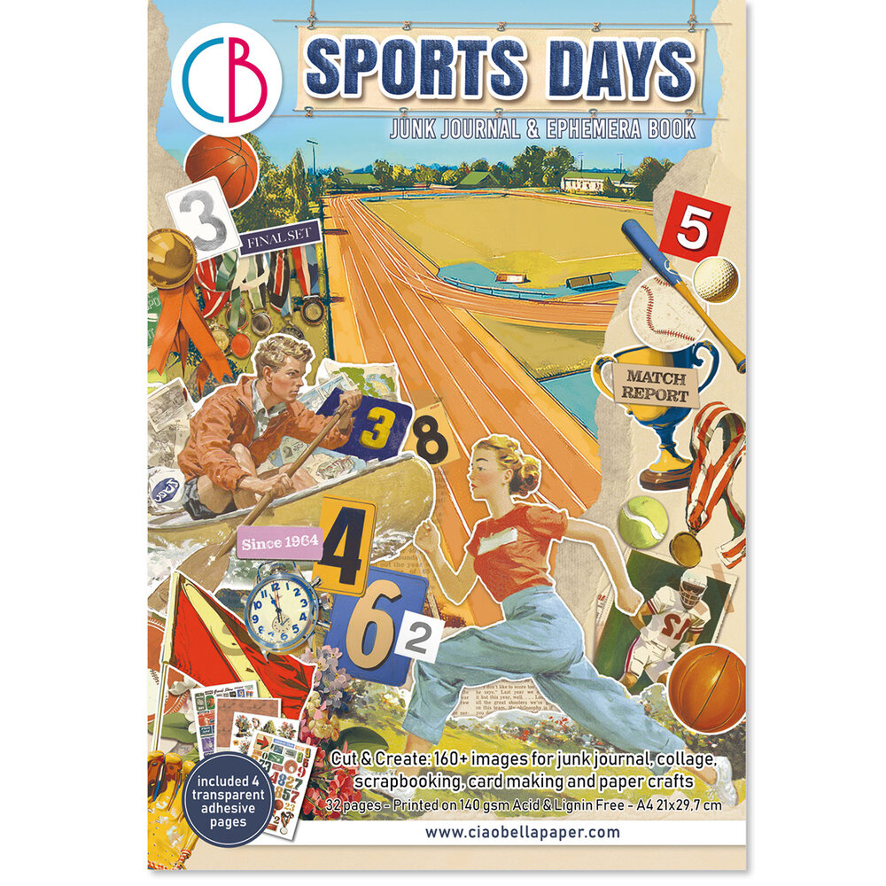 Ciao Bella Papercrafting Sports Days A4 Junk Journal Ephemera Book (CBB024)