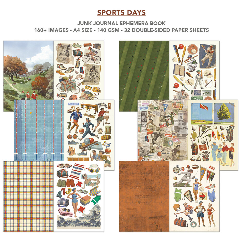 Ciao Bella Papercrafting Sports Days A4 Junk Journal Ephemera Book (CBB024)