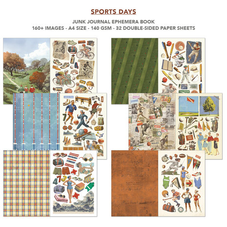Ciao Bella Papercrafting Sports Days A4 Junk Journal Ephemera Book (CBB024)
