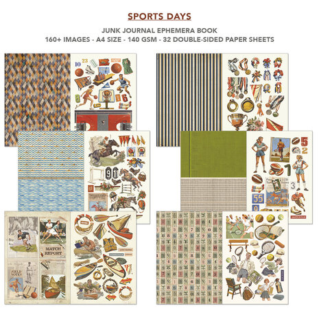 Ciao Bella Papercrafting Sports Days A4 Junk Journal Ephemera Book (CBB024)