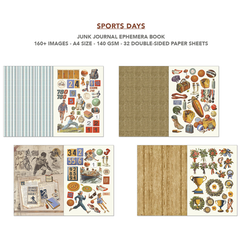 Ciao Bella Papercrafting Sports Days A4 Junk Journal Ephemera Book (CBB024)