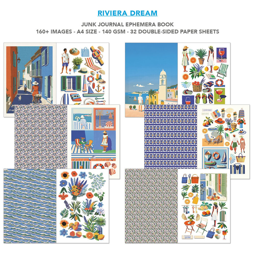 Ciao Bella Papercrafting Riviera Dream A4 Junk Journal Ephemera Book (CBB025)