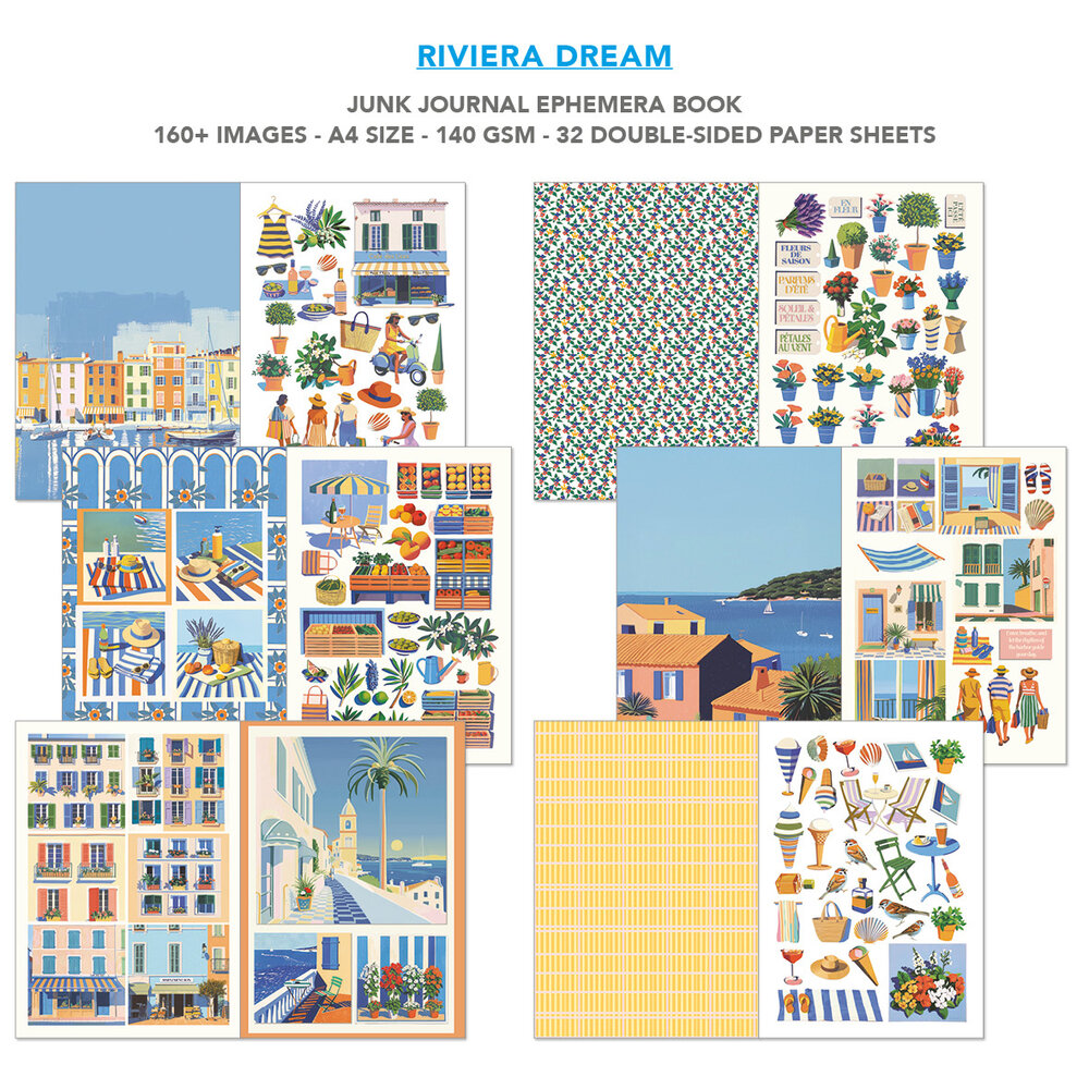 Ciao Bella Papercrafting Riviera Dream A4 Junk Journal Ephemera Book (CBB025)