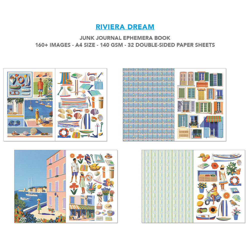 Ciao Bella Papercrafting Riviera Dream A4 Junk Journal Ephemera Book (CBB025)