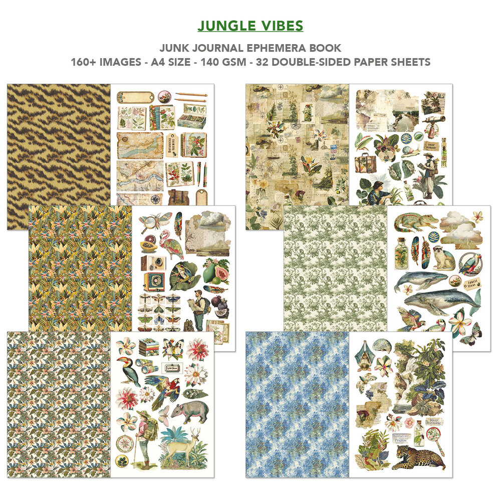 Ciao Bella Papercrafting Jungle Vibes A4 Junk Journal Ephemera Book (CBB026)