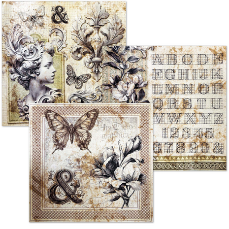 Ciao Bella Papercrafting Typographic 6x6 Inch Deluxe Paper & Vellum Dual Pack (CBXQ008)