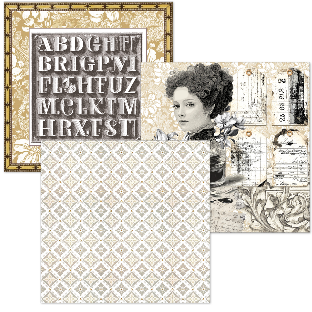 Ciao Bella Papercrafting Typographic 6x6 Inch Deluxe Paper & Vellum Dual Pack (CBXQ008)