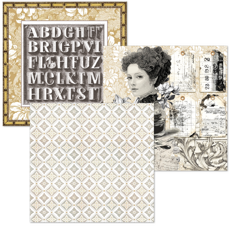 Ciao Bella Papercrafting Typographic 6x6 Inch Deluxe Paper & Vellum Dual Pack (CBXQ008)