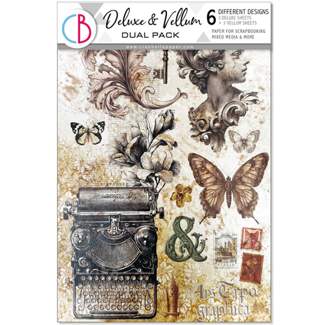 Ciao Bella Papercrafting PRE-ORDER Typographic A4 Deluxe Paper & Vellum Dual Pack (CBX008)
