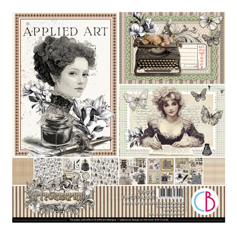 Ciao Bella Papercrafting Typographic 8x8 Inch Paper Pad (CBH095)