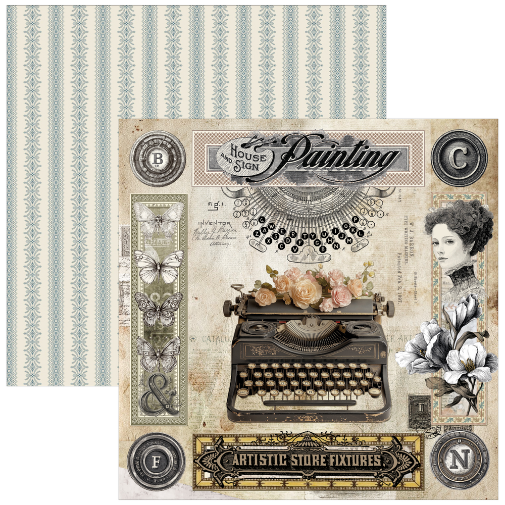 Ciao Bella Papercrafting Typographic 8x8 Inch Paper Pad (CBH095)