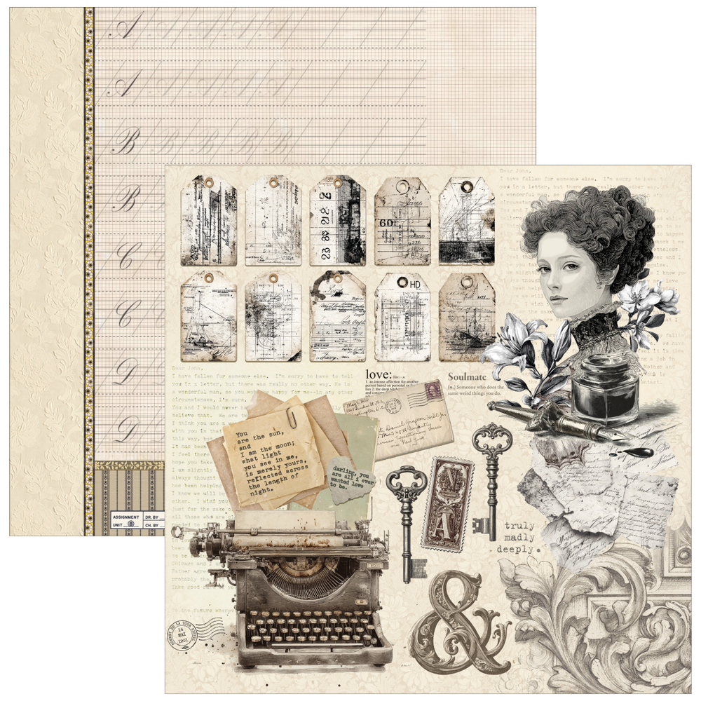 Ciao Bella Papercrafting Typographic 8x8 Inch Paper Pad (CBH095)