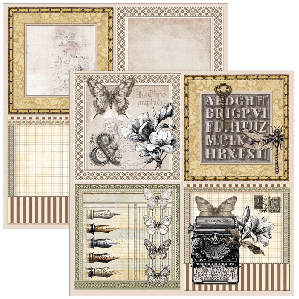 Ciao Bella Papercrafting Typographic 8x8 Inch Paper Pad (CBH095)