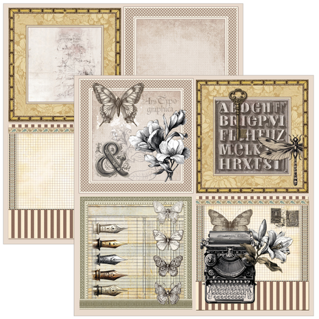 Ciao Bella Papercrafting Typographic 8x8 Inch Paper Pad (CBH095)