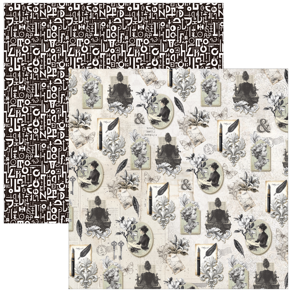 Ciao Bella Papercrafting Typographic 8x8 Inch Paper Pad (CBH095)