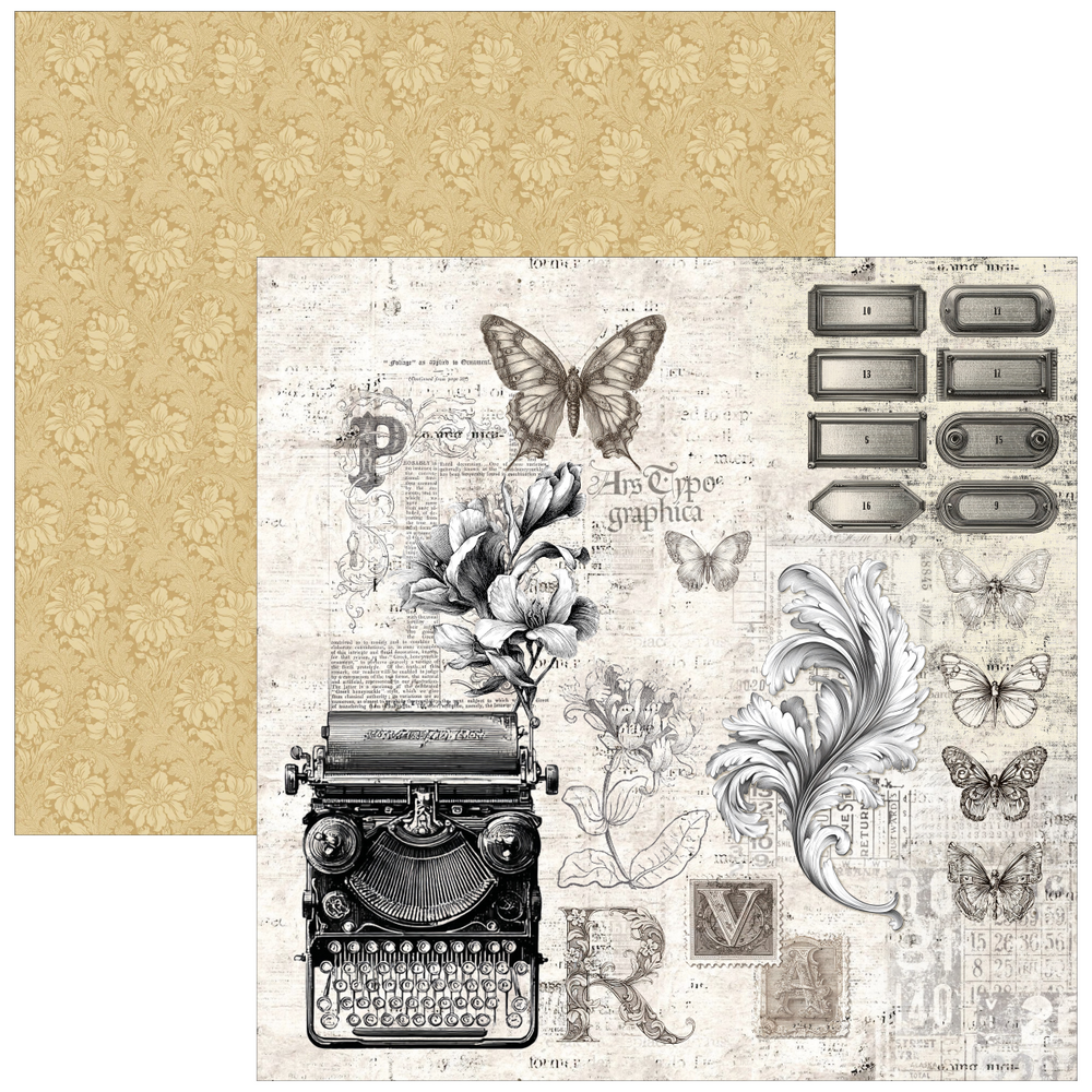 Ciao Bella Papercrafting Typographic 12x12 Inch Patterns Pad (CBT095)