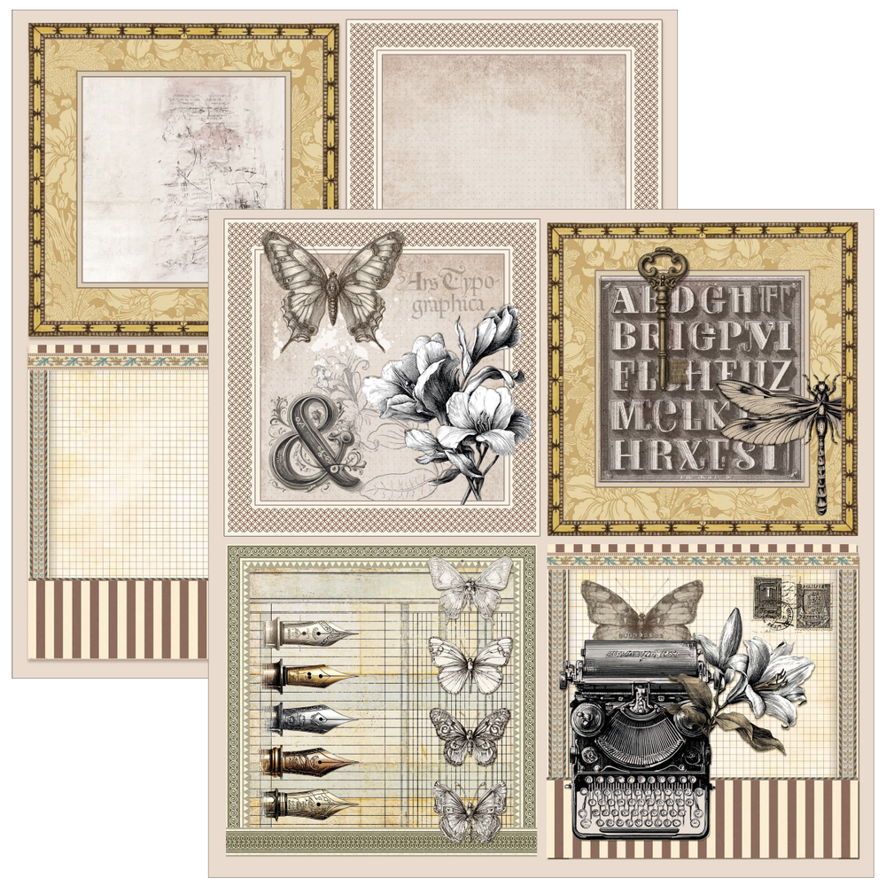 Ciao Bella Papercrafting Typographic 12x12 Inch Patterns Pad (CBT095)