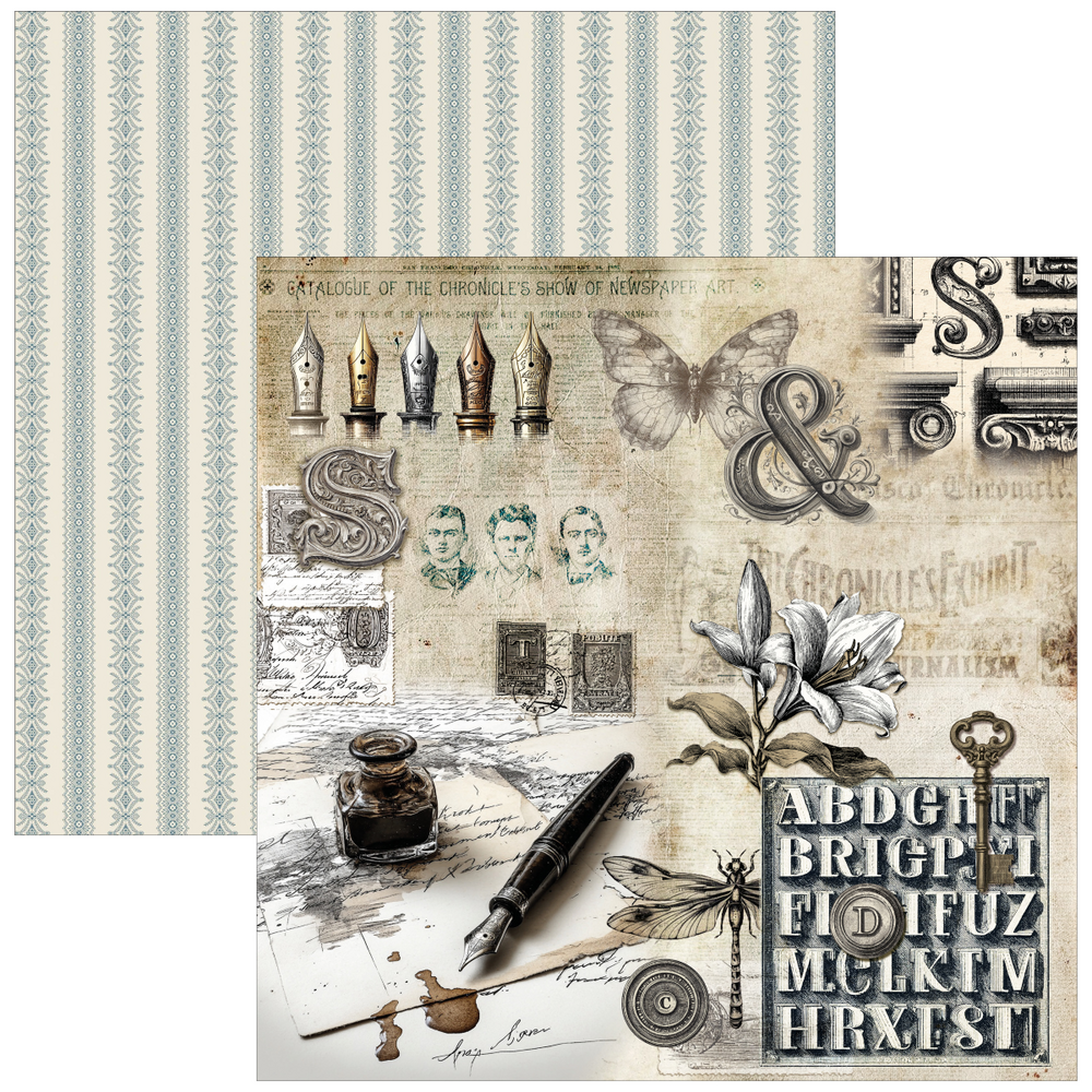 Ciao Bella Papercrafting Typographic 12x12 Inch Paper Pad (CBPM095)