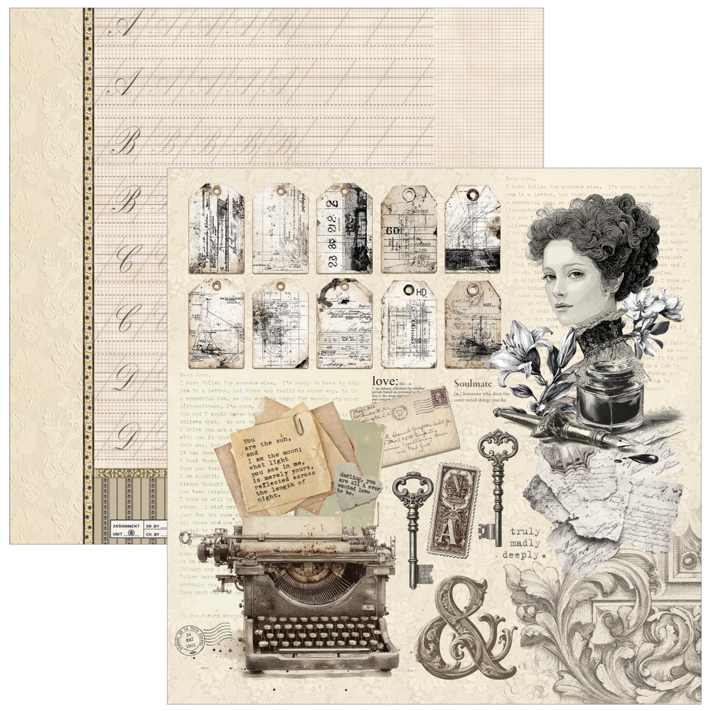 Ciao Bella Papercrafting Typographic 12x12 Inch Paper Pad (CBPM095)