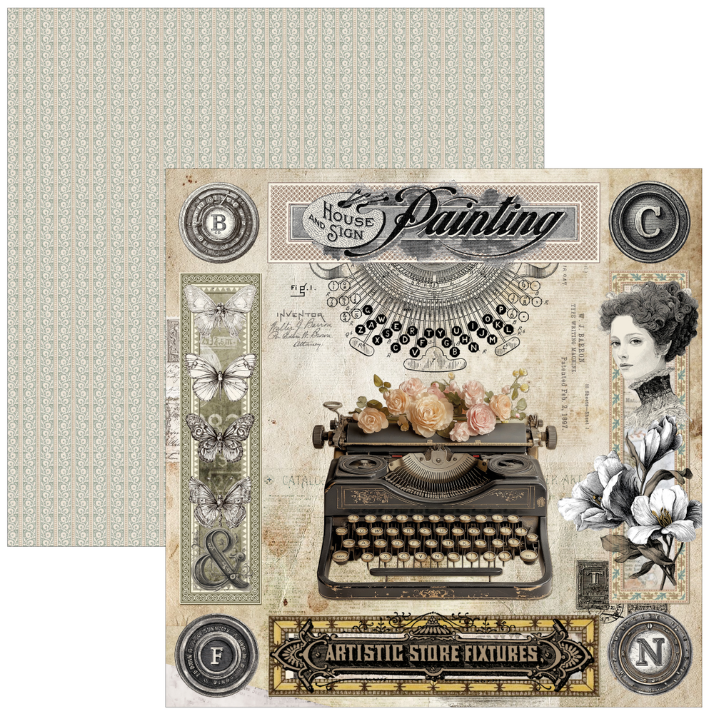 Ciao Bella Papercrafting Typographic 12x12 Inch Paper Pad (CBPM095)