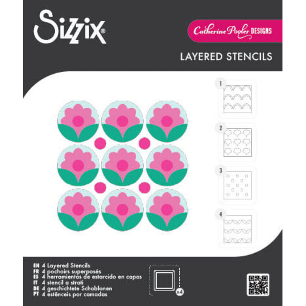 Sizzix Catherine Pooler Layered Stencils Print & Pattern Daisy (667113)