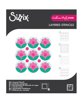 Sizzix Catherine Pooler Layered Stencils Print & Pattern Daisy (667113)