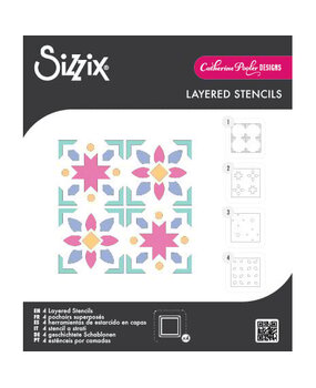Sizzix Catherine Pooler Layered Stencils Print & Pattern Patchework Tile (667119)