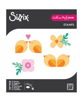Sizzix Catherine Pooler Clear Stamps Print & Pattern Birds & Blooms #1 (667109)