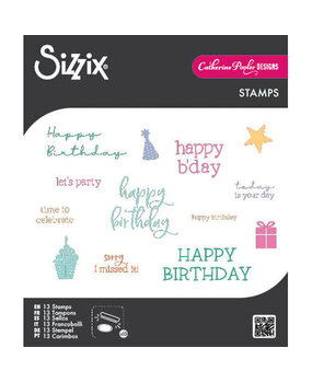 Sizzix Catherine Pooler Clear Stamps Print & Pattern Birthday Sentiments (667111)