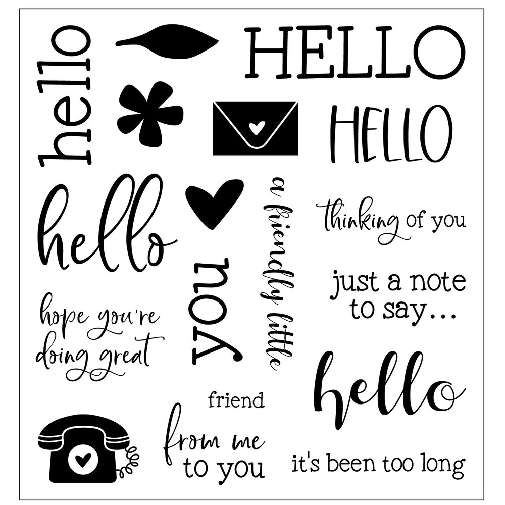Sizzix Catherine Pooler Clear Stamps Print & Pattern Hello Sentiments (667112)