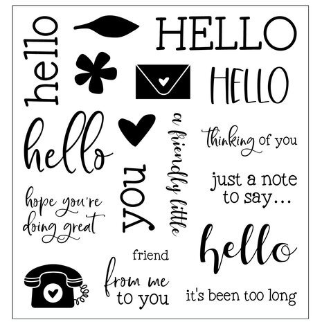 Sizzix PRE-ORDER Catherine Pooler Clear Stamps Print & Pattern Hello Sentiments (667112)