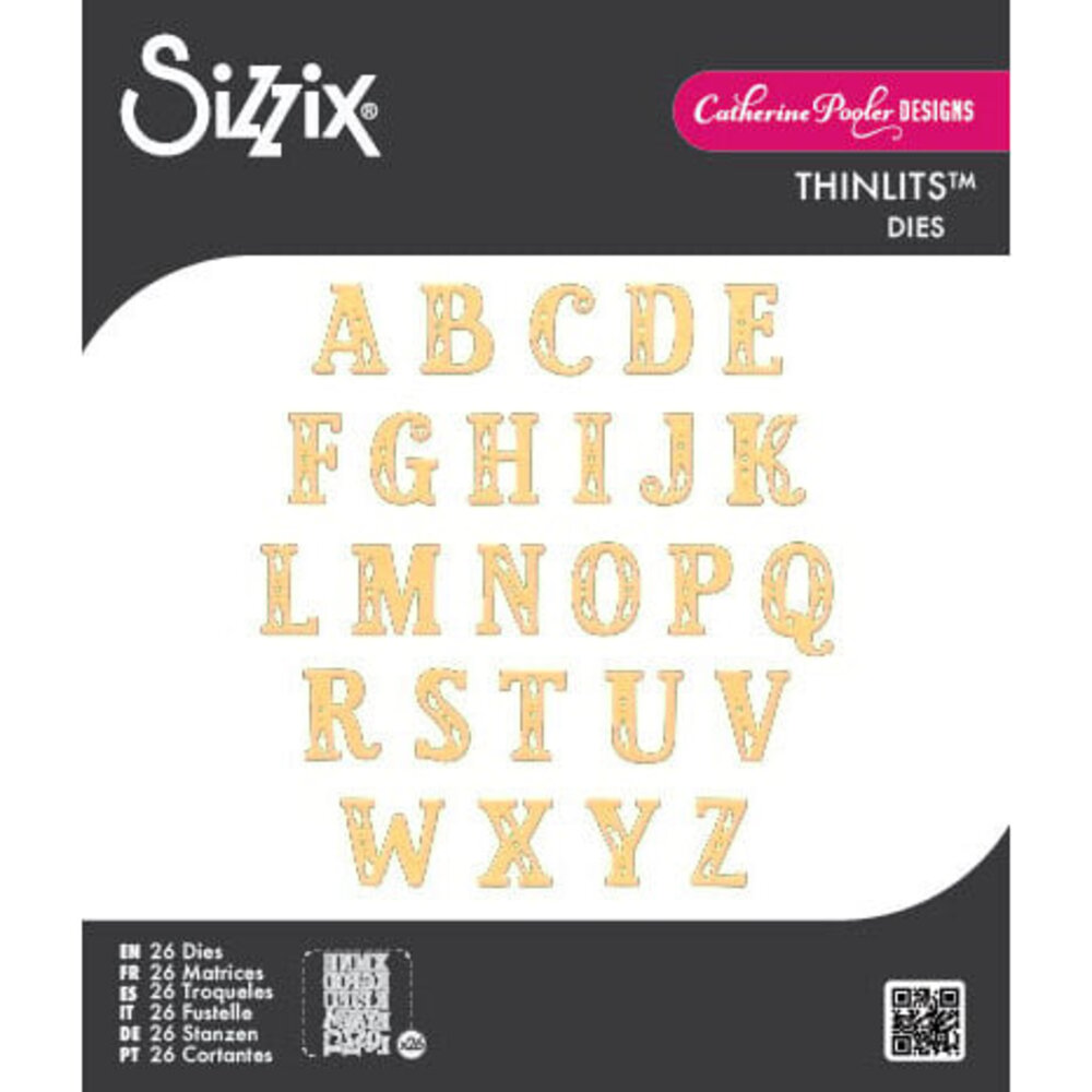 Sizzix PRE-ORDER Catherine Pooler Thinlits Die Set Folk Alphabet (667114)