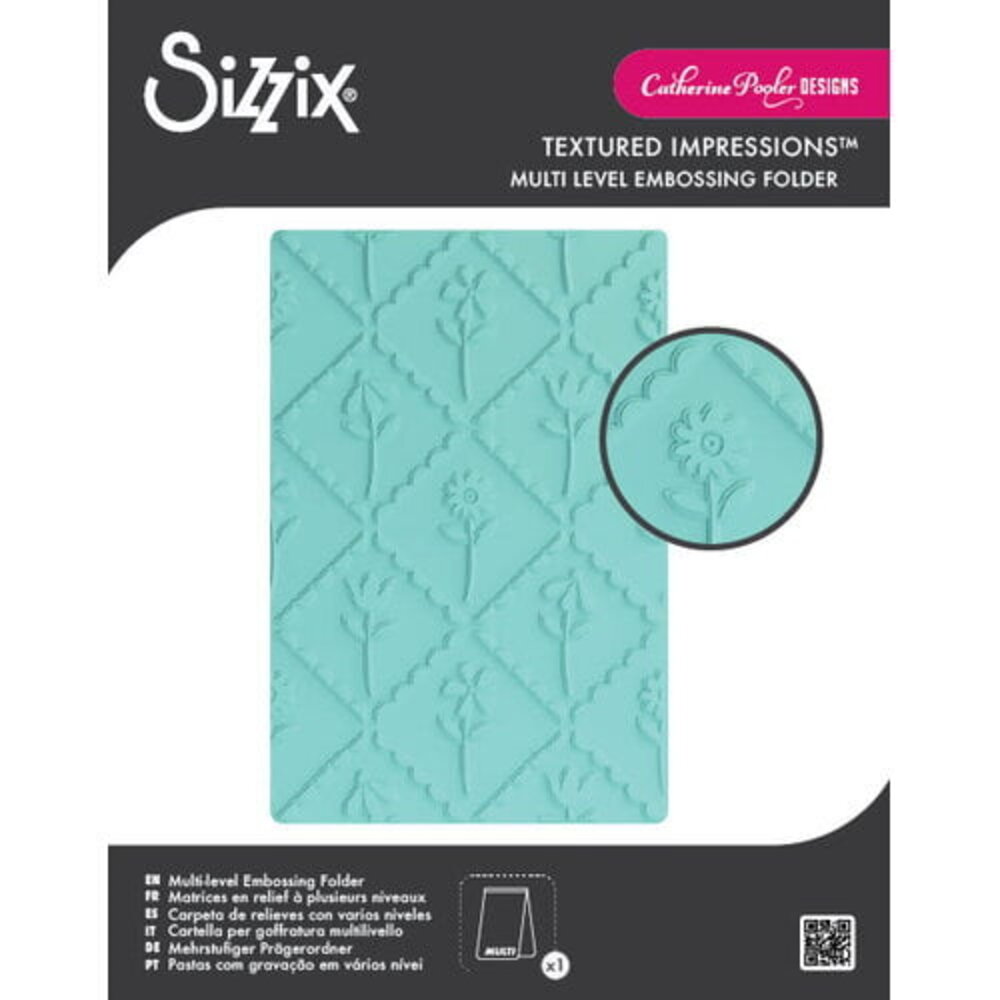 Sizzix PRE-ORDER Catherine Pooler Multi-Level Textured Impressions Scallop Framed Florals (667117)