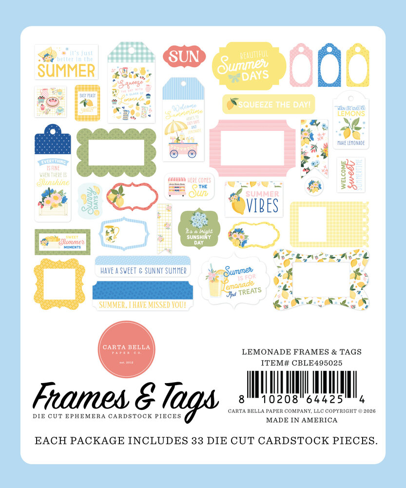 Carta Bella Lemonade Ephemera Frames & Tags (CBLE495025) Carta Bella Lemonade Ephemera Frames & Tags (CBLE495025)